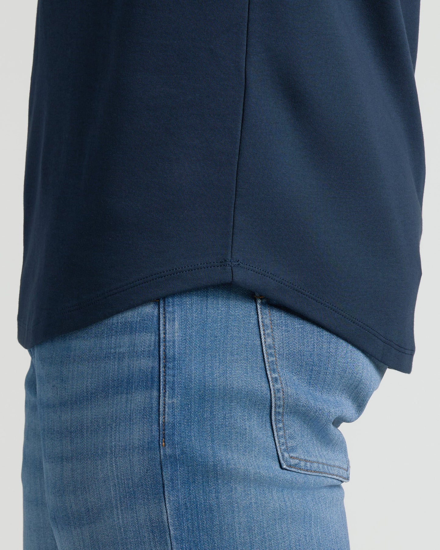 Navy Tall Pima Crew Curved Hem