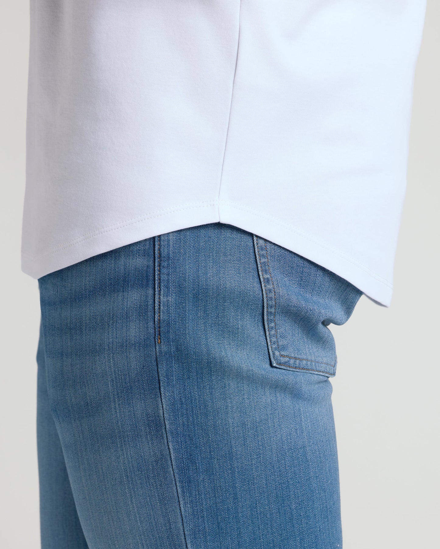 White Tall Pima Crew Curved Hem