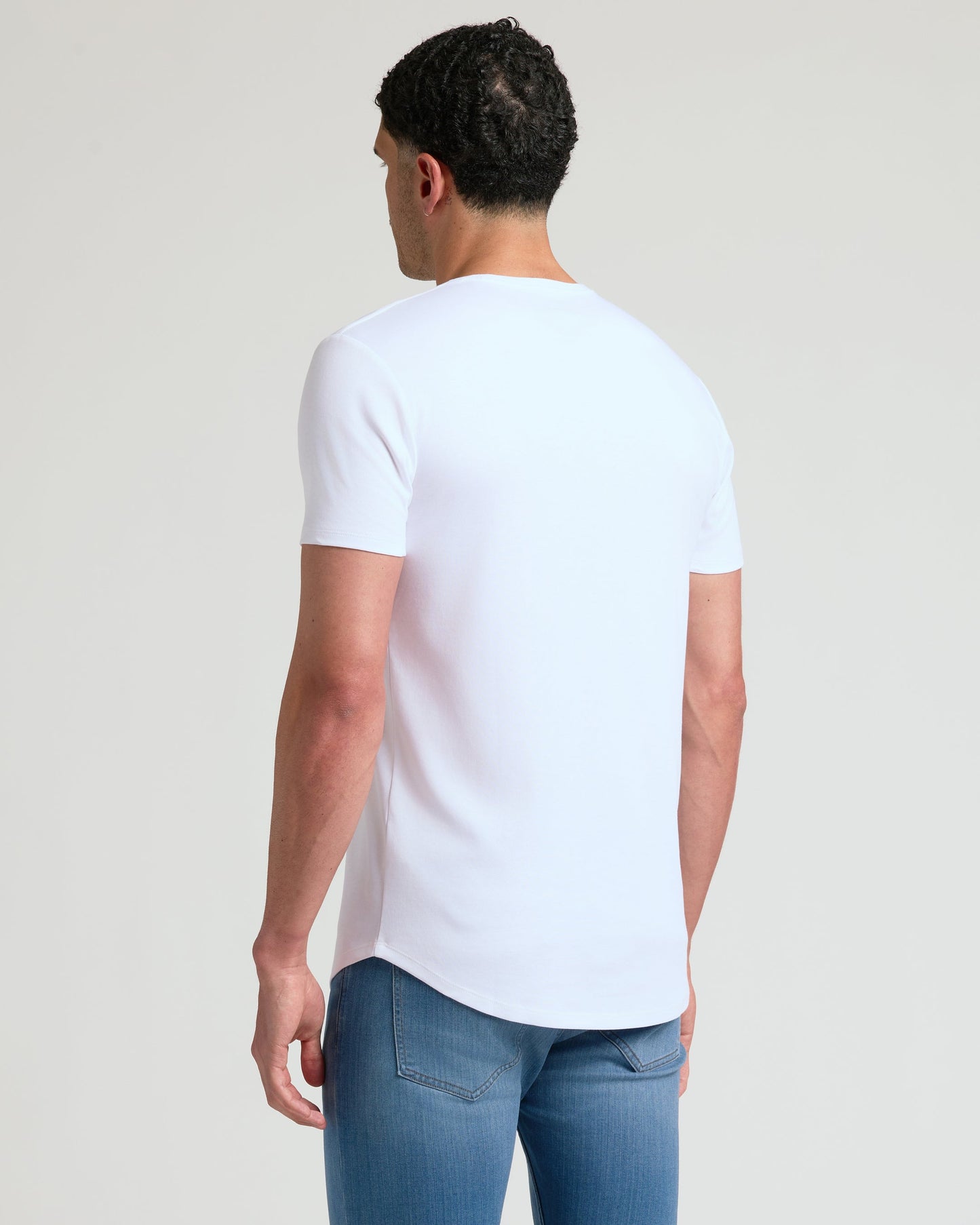 White Tall Pima Crew Curved Hem