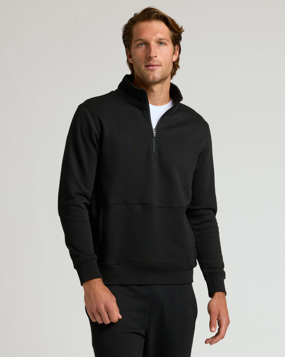 Black Half Zip Fleece Sweatshirt | Black Half Zip Fleece 