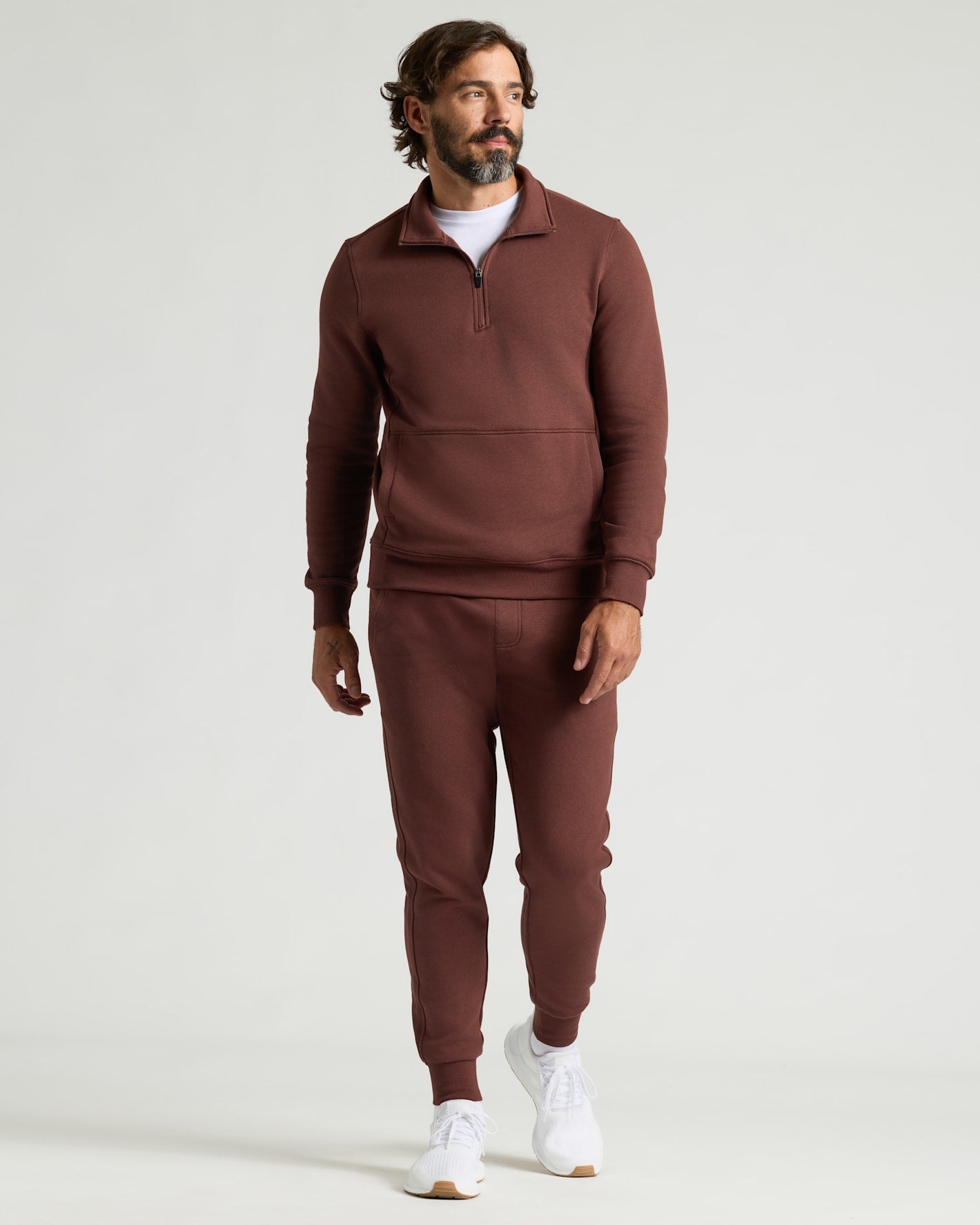 Carob Half Zip Fleece Sweatshirt
