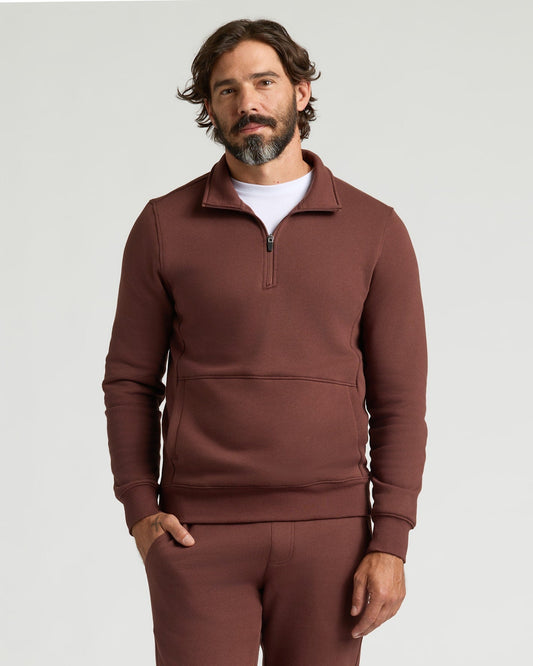 Carob Half Zip Fleece Sweatshirt