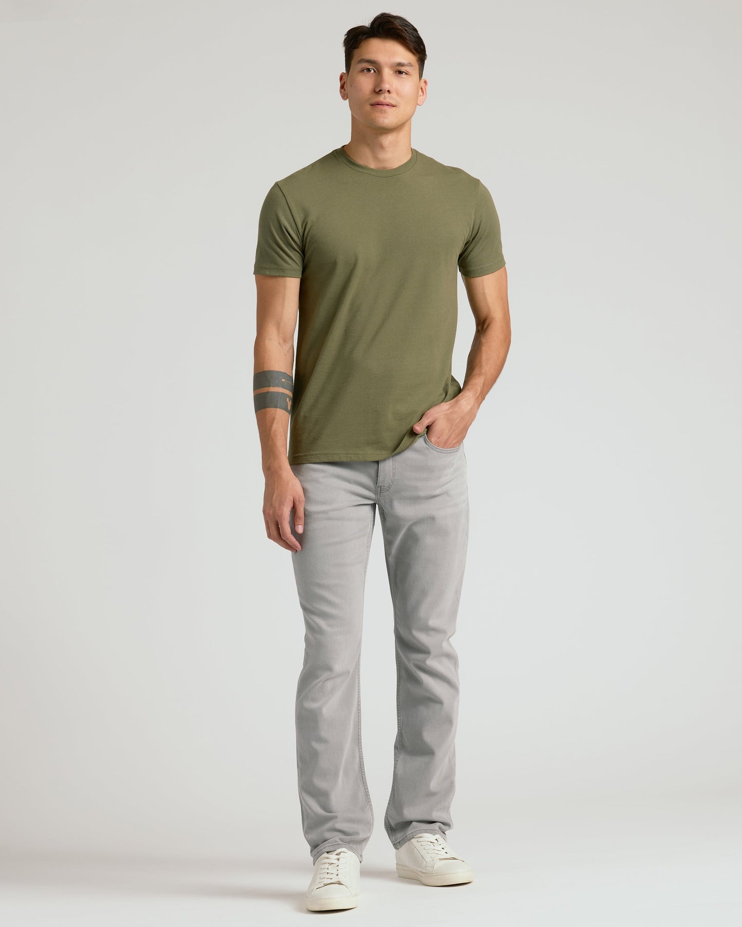 Medium Gray Wash Straight Comfort Stretch Jeans
