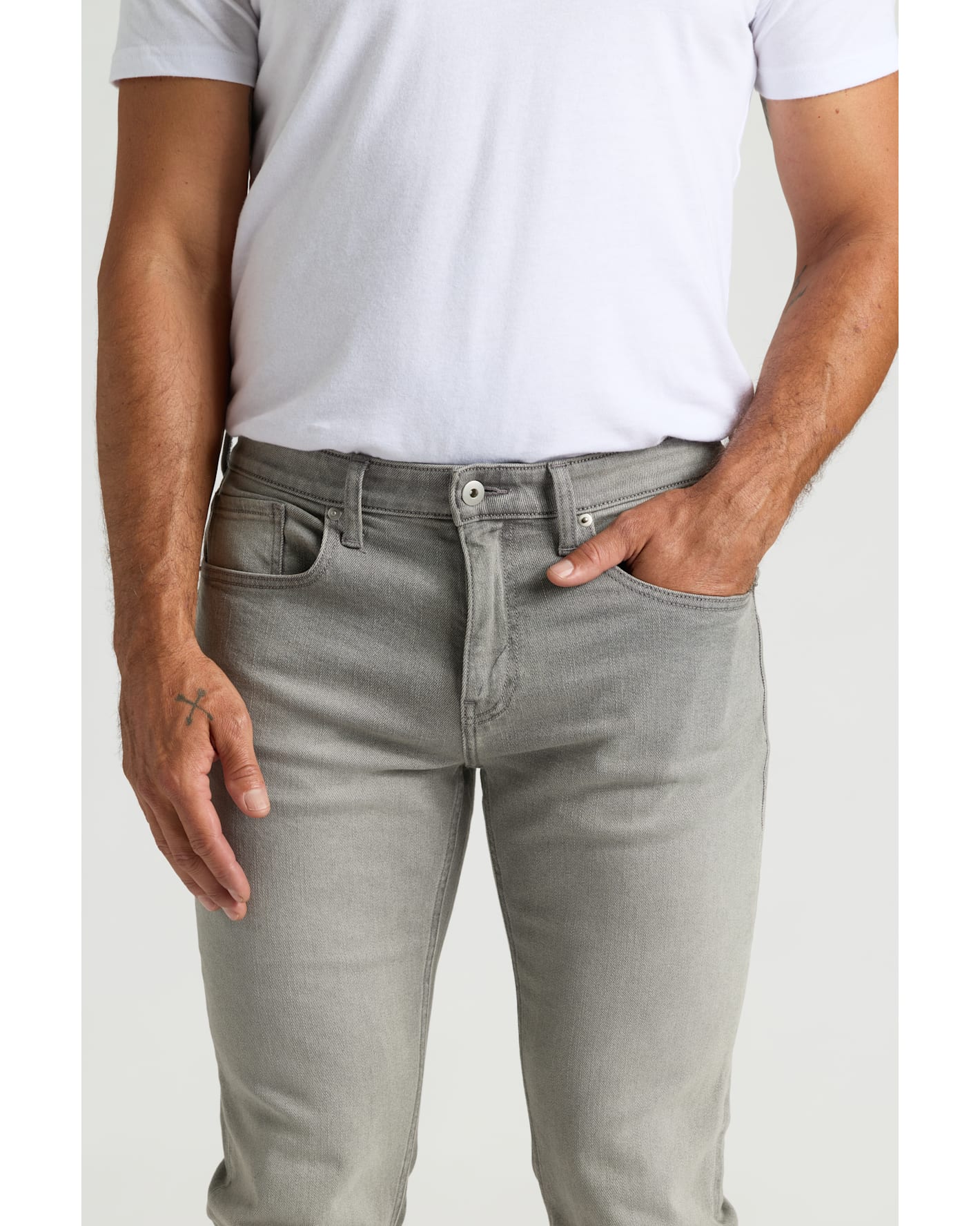 Medium Gray Wash Slim Authentic Denim Jeans