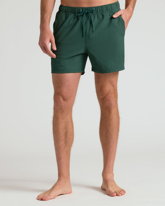 5" Marine Spruce Seersucker Swim Trunks