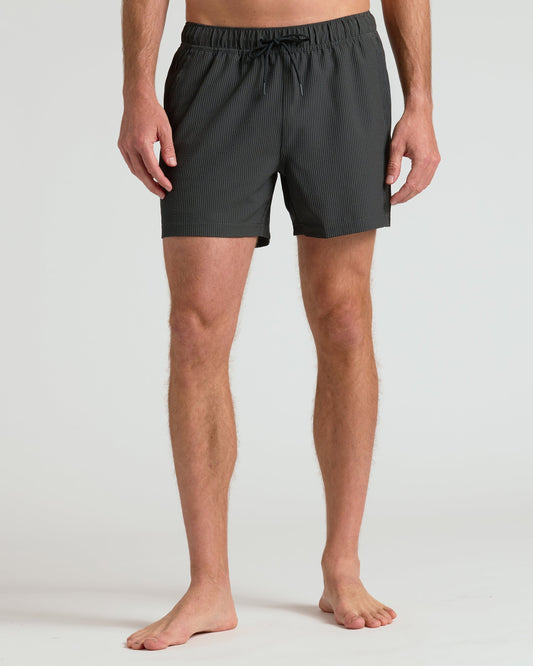 5" Smoke Seersucker Swim Trunks