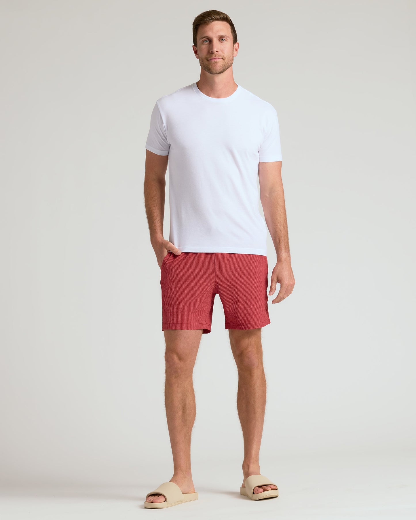 7" Cardinal Seersucker Swim Trunks