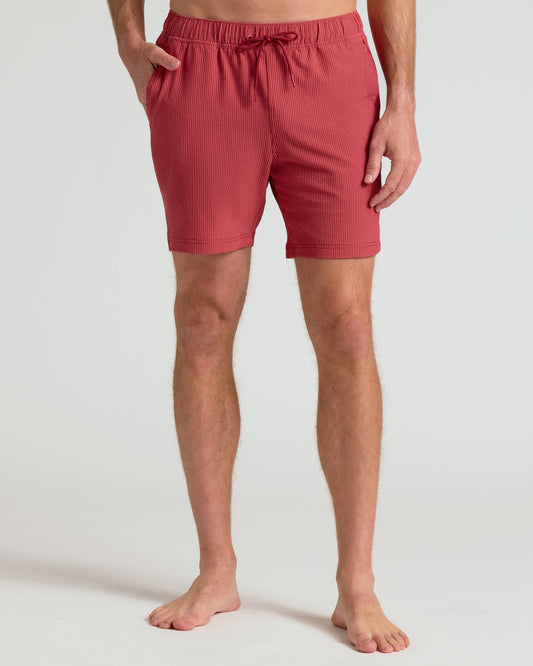 7" Cardinal Seersucker Swim Trunks