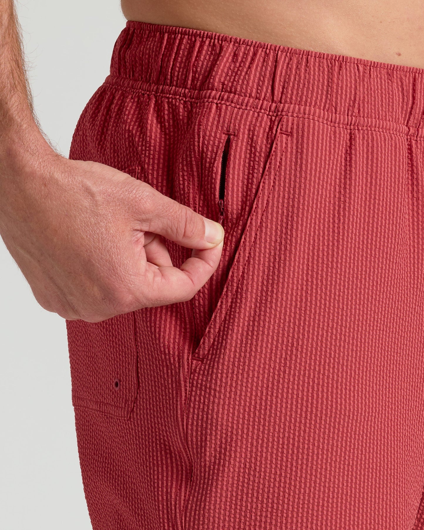 7" Cardinal Seersucker Swim Trunks