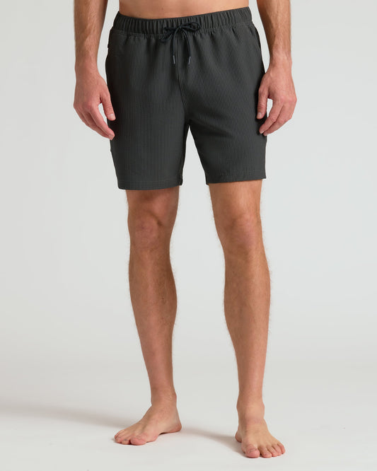 7" Smoke Seersucker Swim Trunks