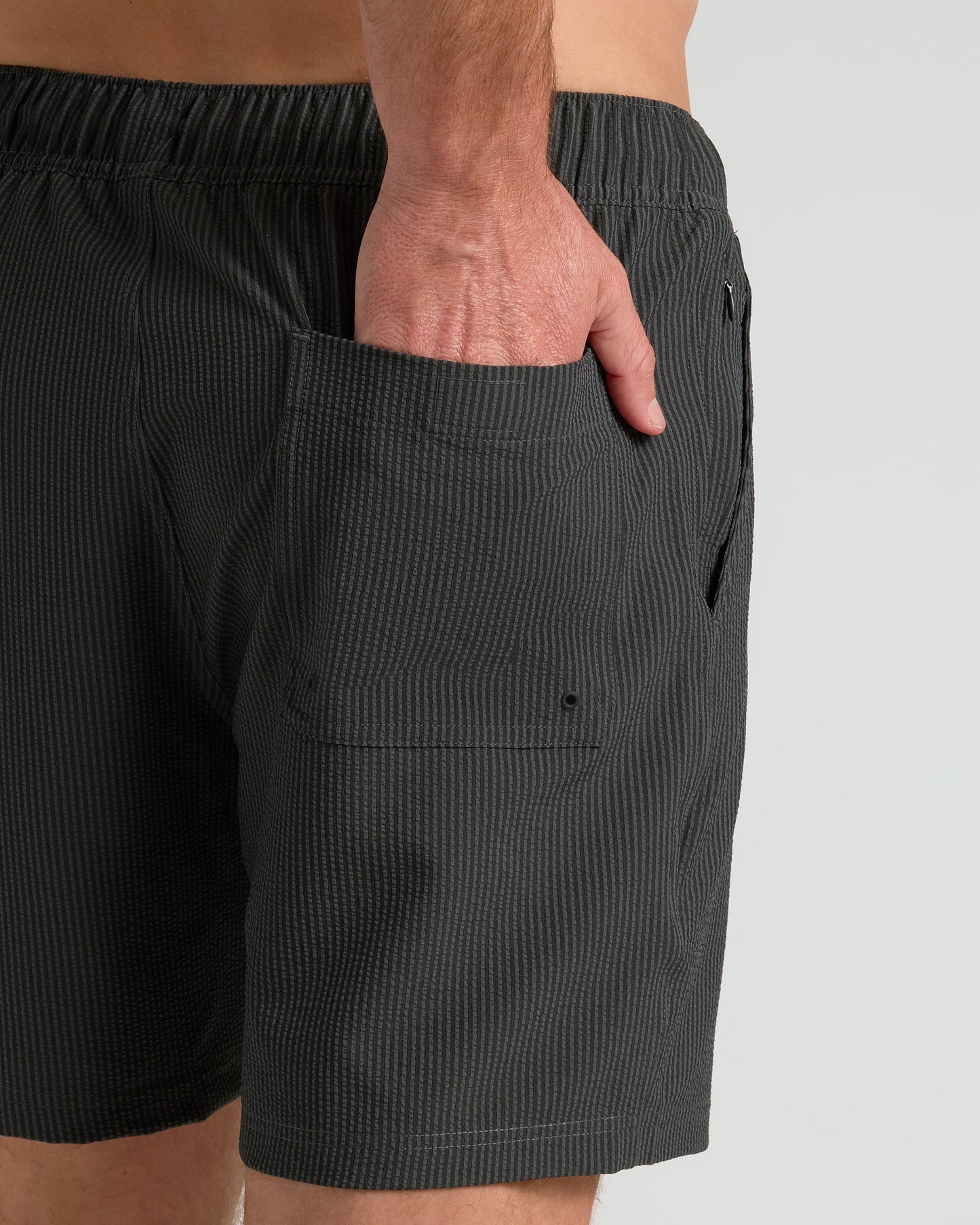 7" Smoke Seersucker Swim Trunks
