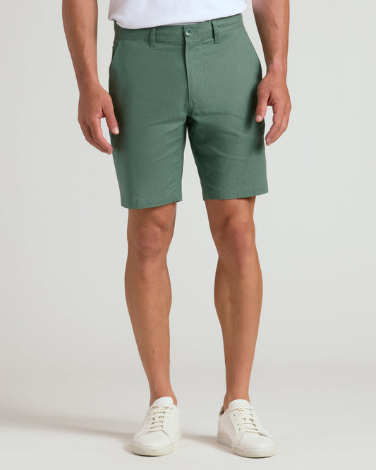 9" Moss Linen Shorts