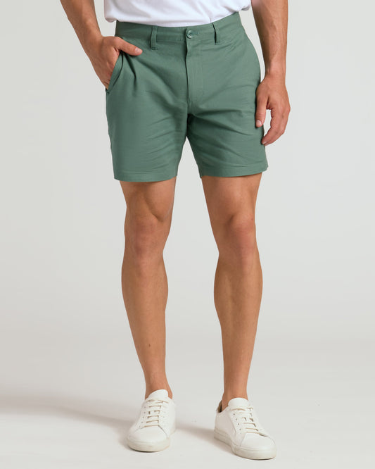 7" Moss Linen Shorts