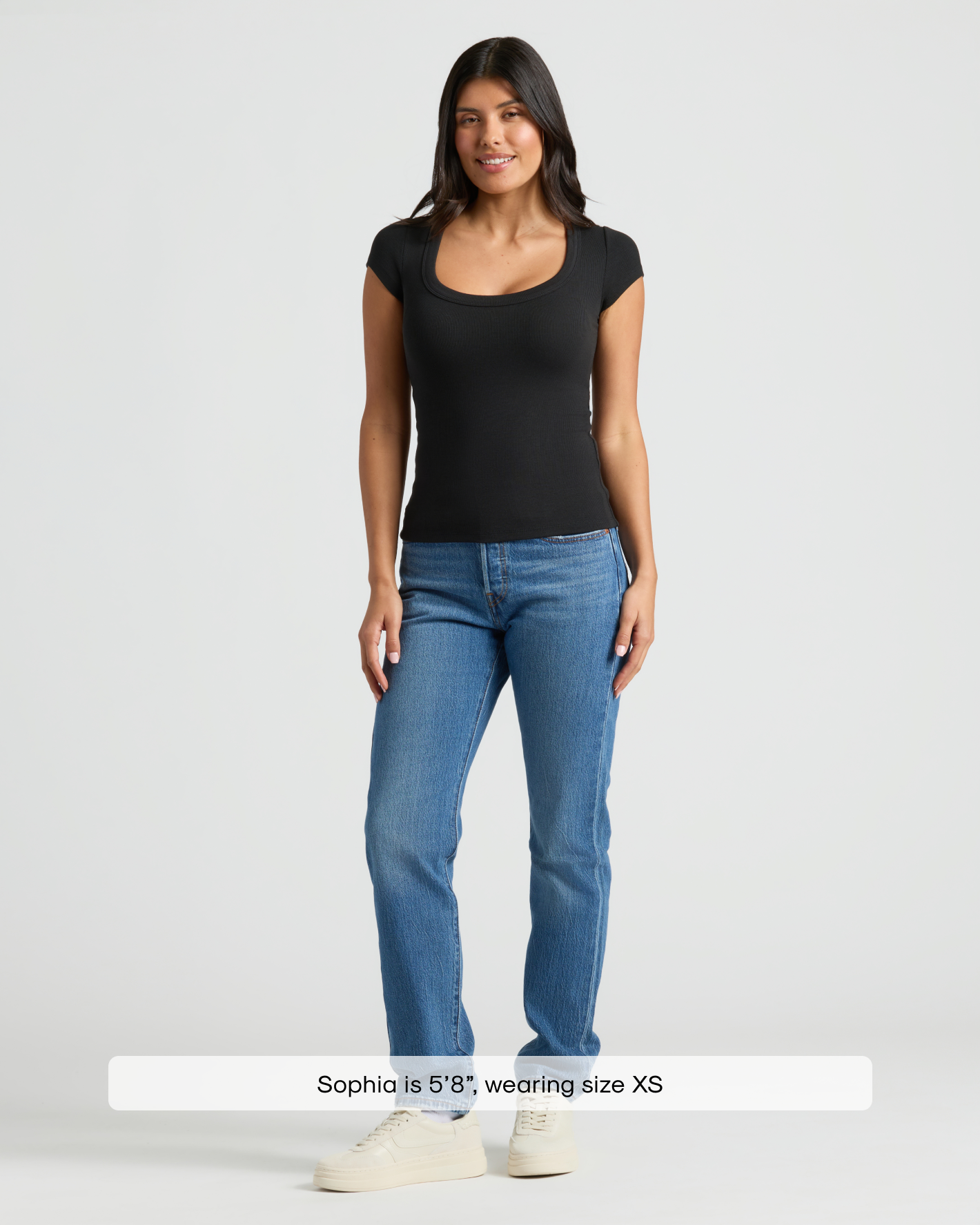 Womens Black Ribbed U-Neck Tee