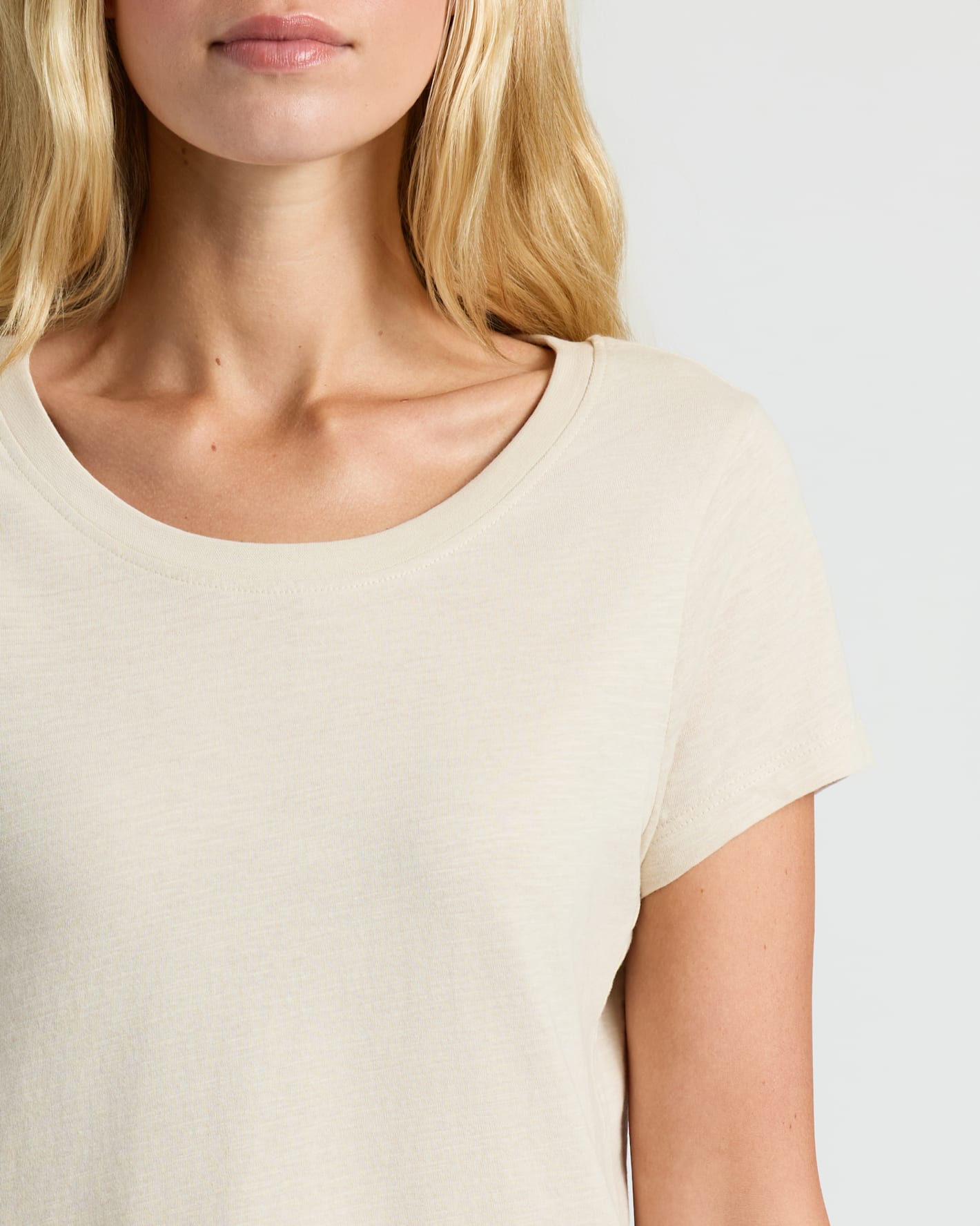 Womens Oatmeal Slub Scoop Neck Tee