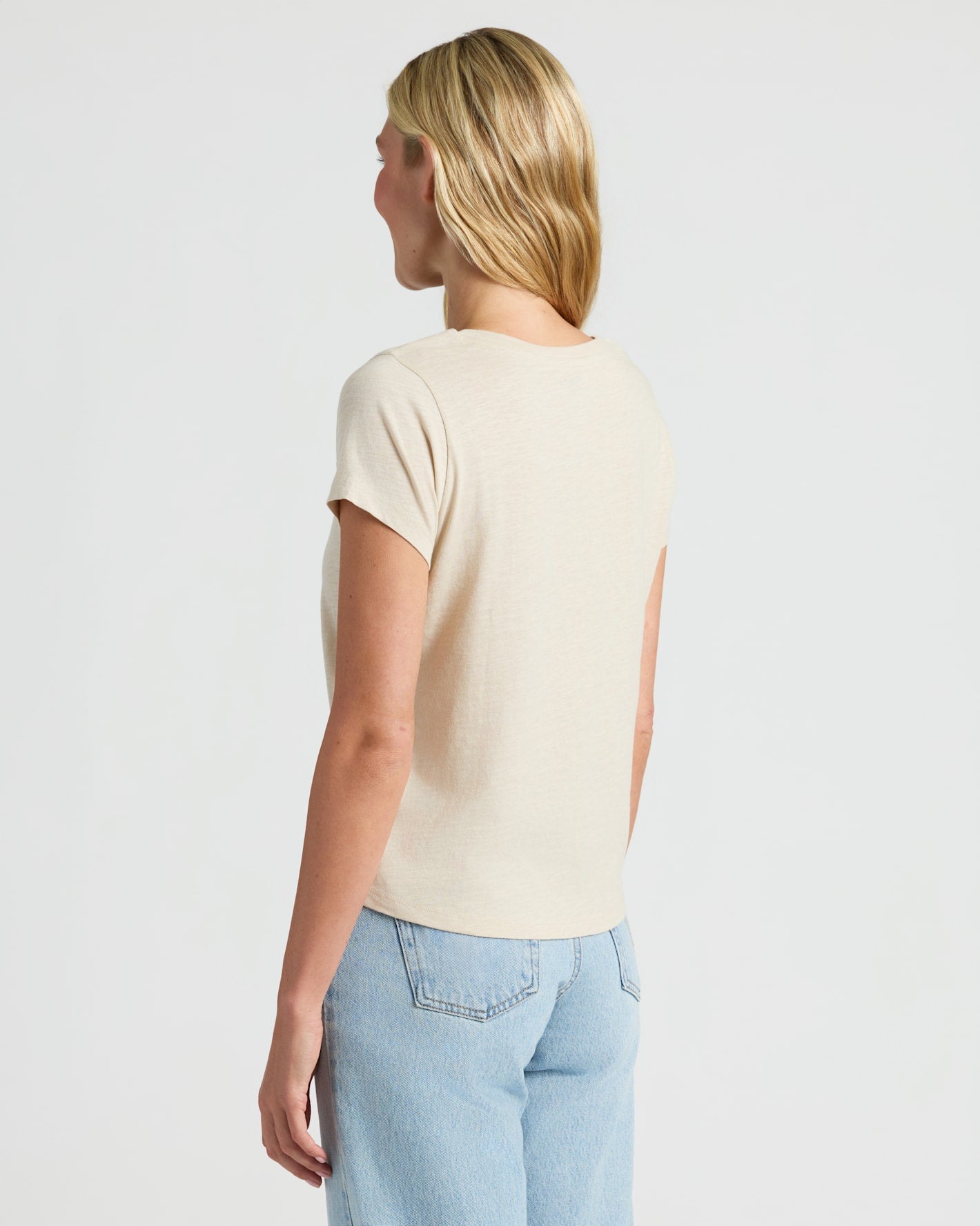 Womens Oatmeal Slub Scoop Neck Tee