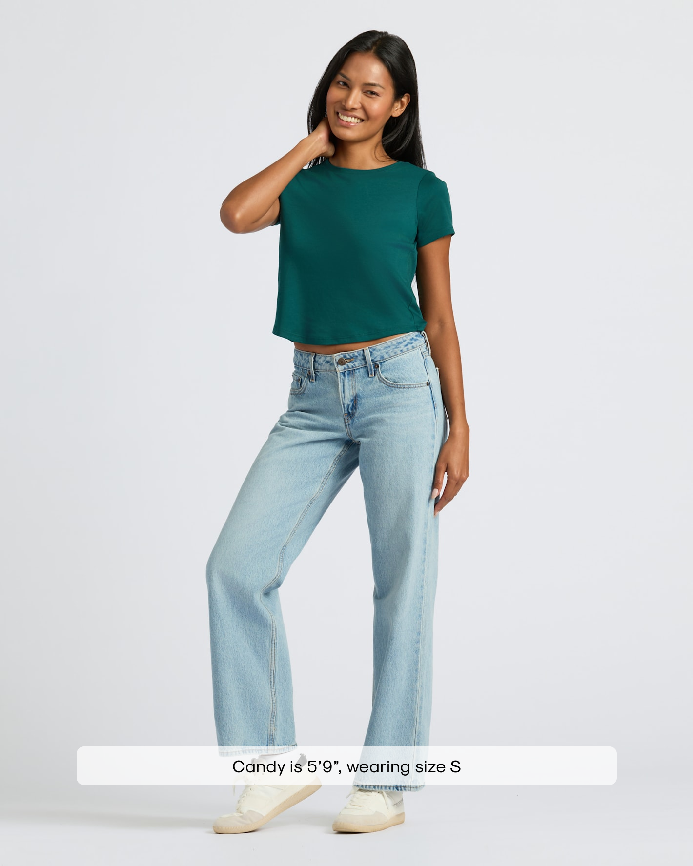 Womens Deep Emerald Cropped Boxy Crew Neck Tee