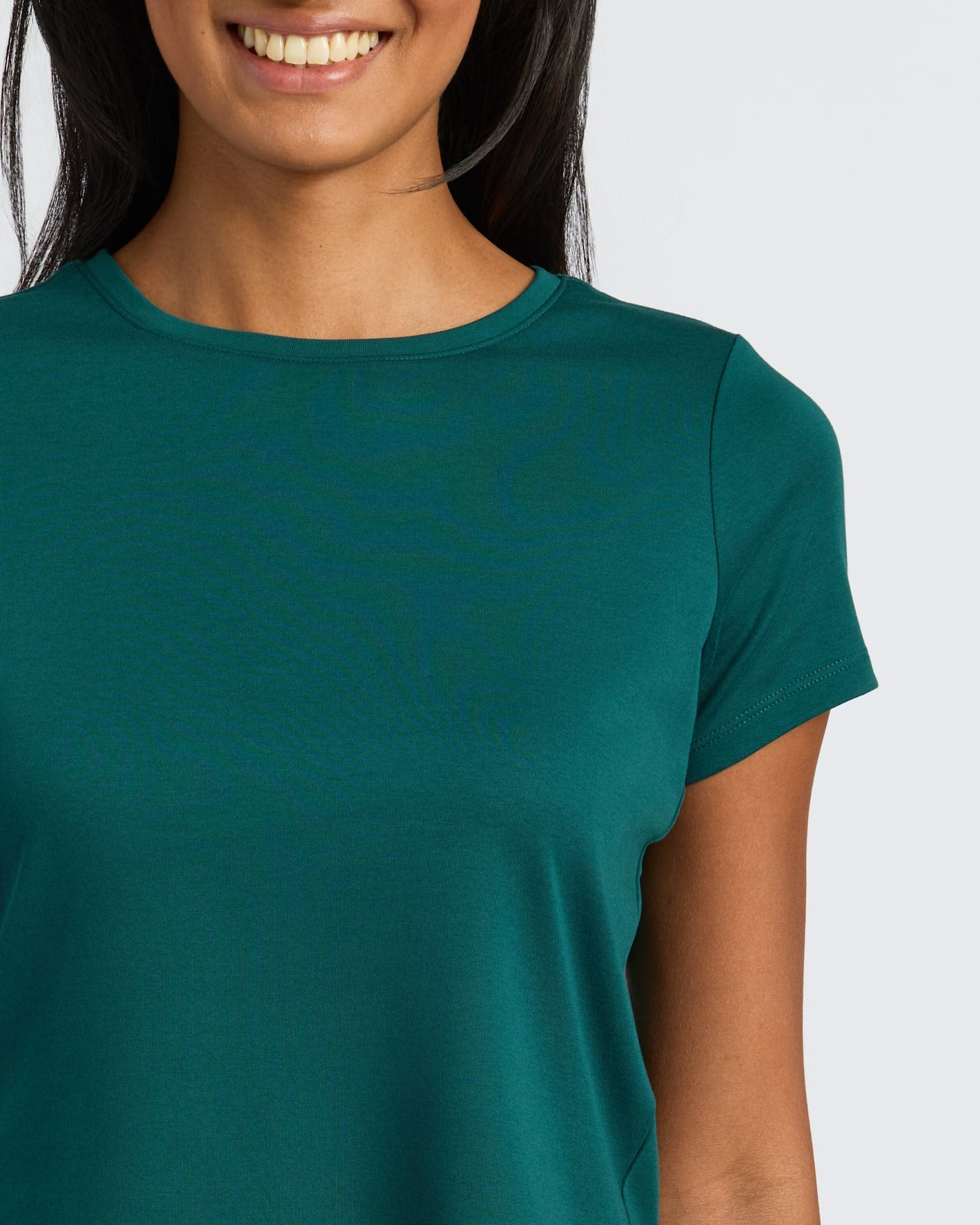 Womens Deep Emerald Cropped Boxy Crew Neck Tee