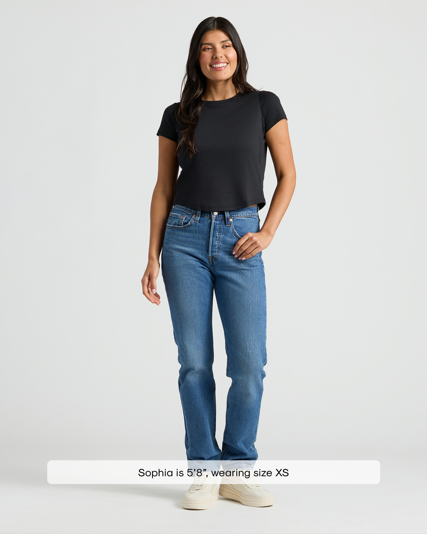 Womens Black Cropped Boxy Crew Neck Tee