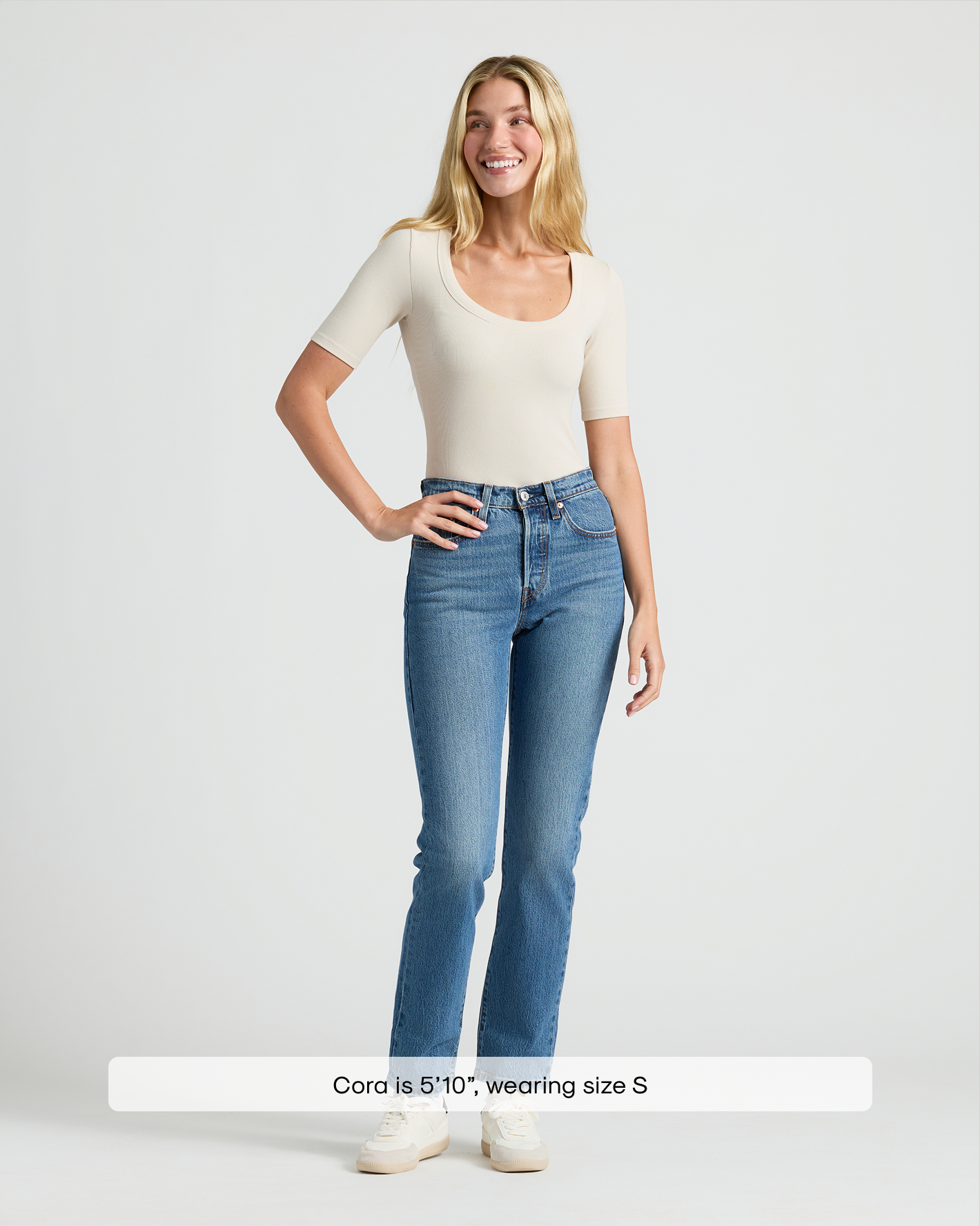 Womens Oatmeal Ribbed 3/4 Sleeve Scoop Neck Tee