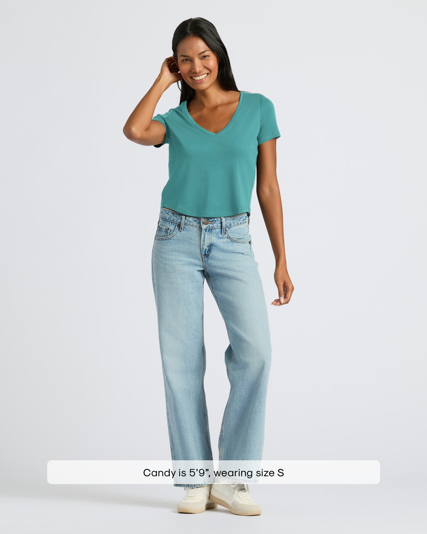 Womens Stormcloud Cropped Boxy V-Neck Tee