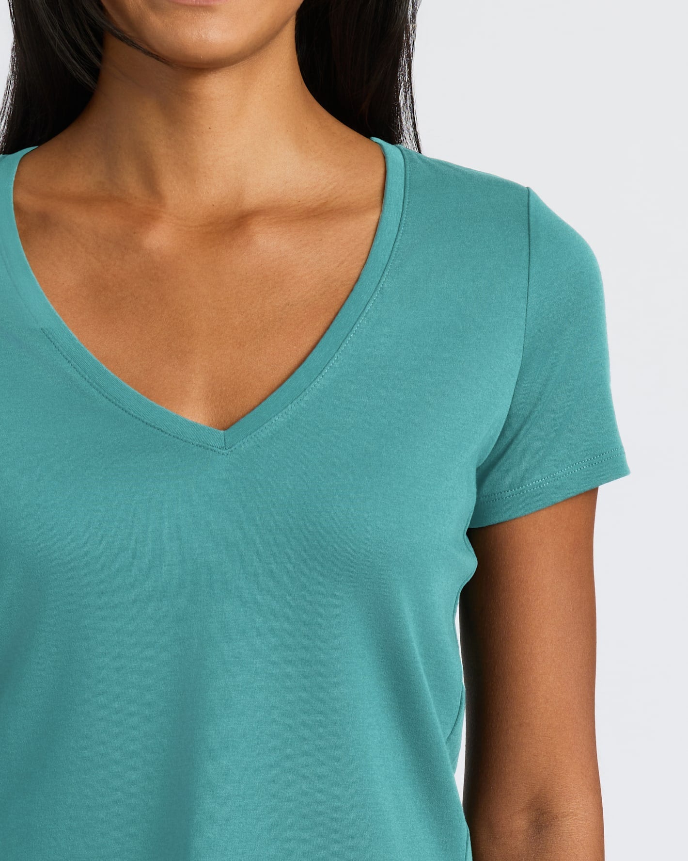 Womens Stormcloud Cropped Boxy V-Neck Tee