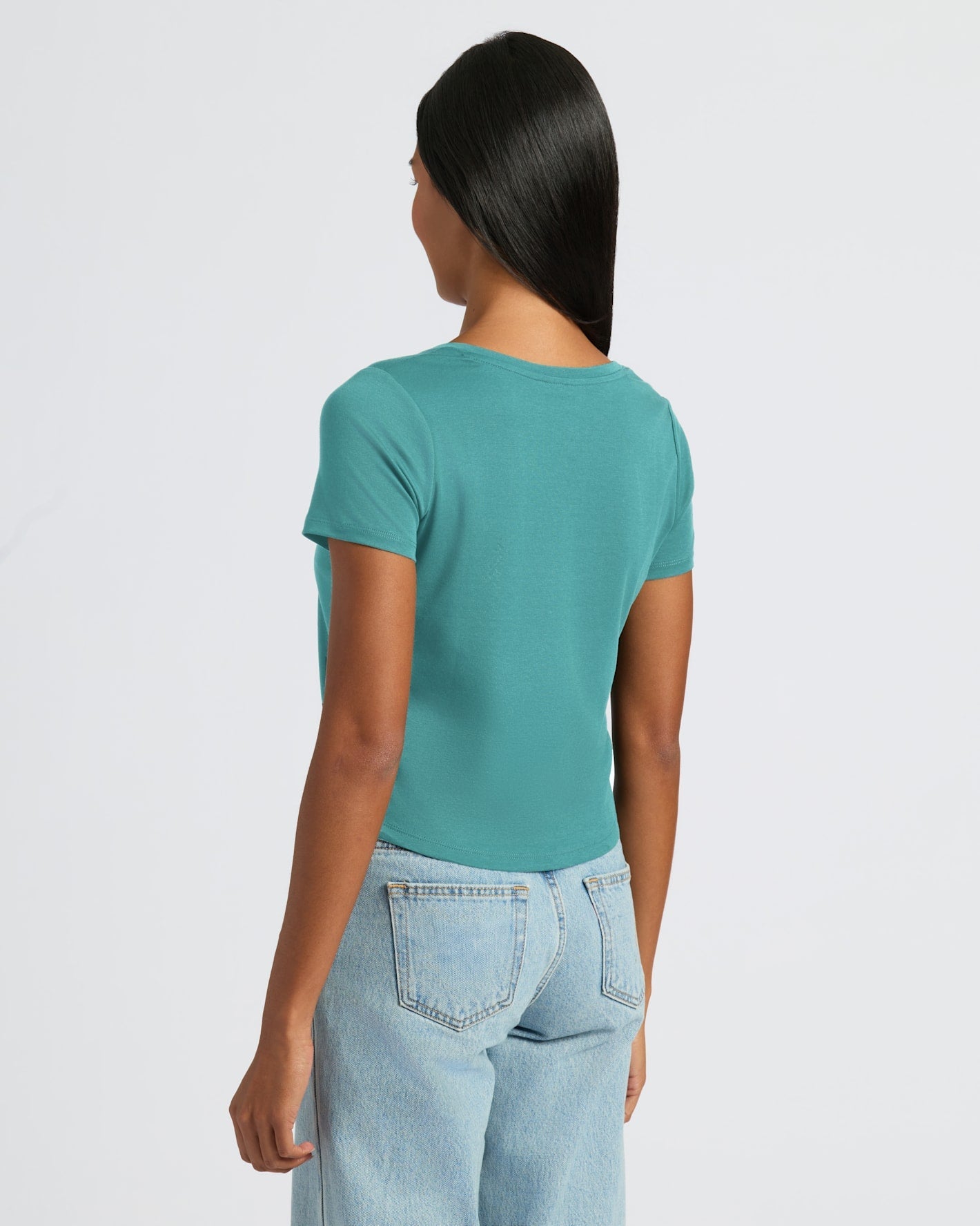 Womens Stormcloud Cropped Boxy V-Neck Tee