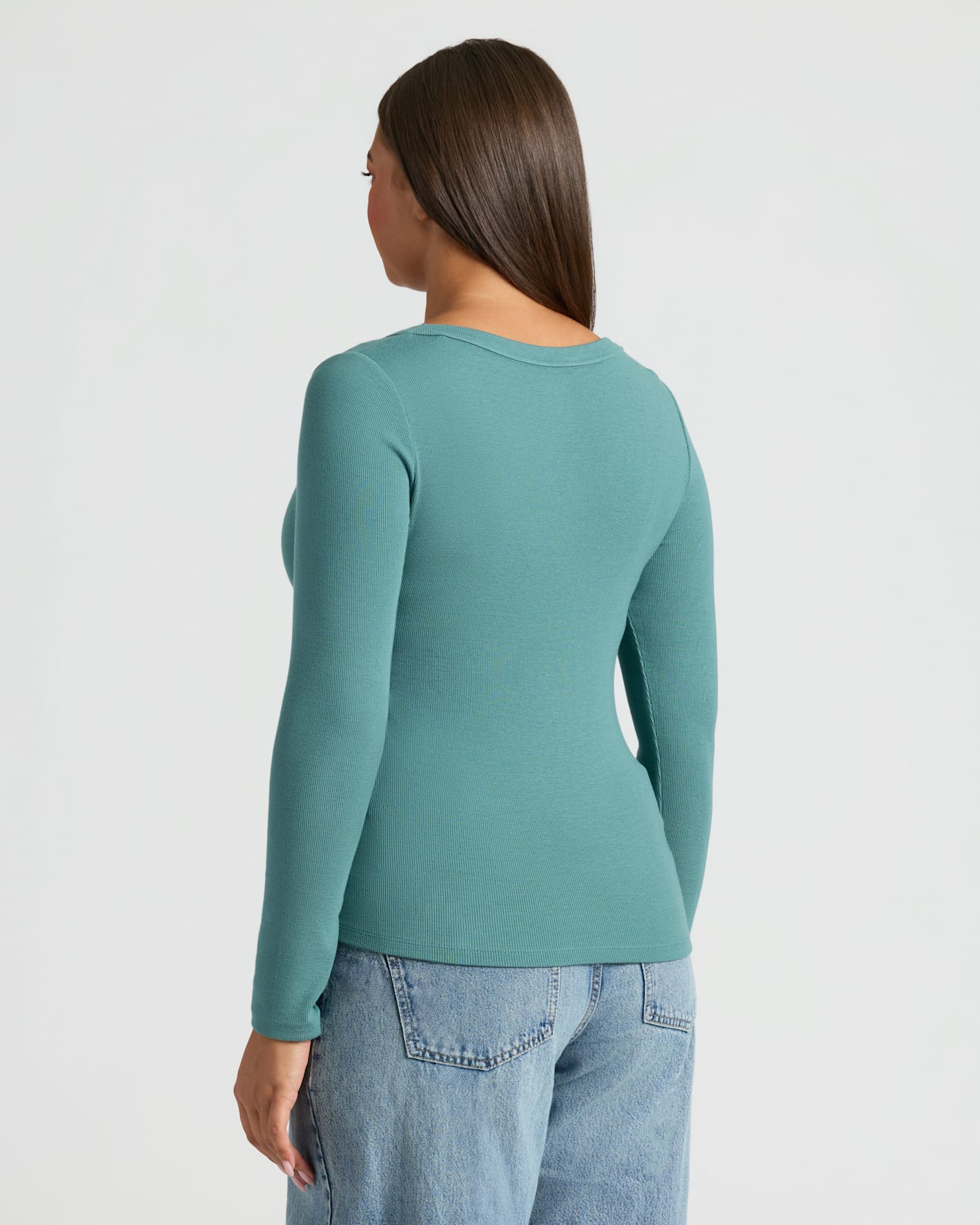 Womens Stormcloud Ribbed Long Sleeve Scoop Neck Tee