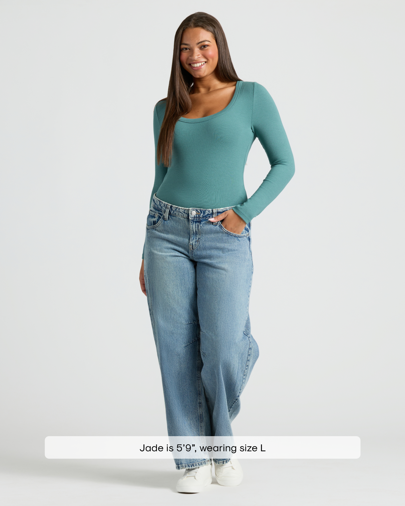 Womens Stormcloud Ribbed Long Sleeve Scoop Neck Tee