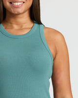Womens Stormcloud Ribbed High Neck Tank