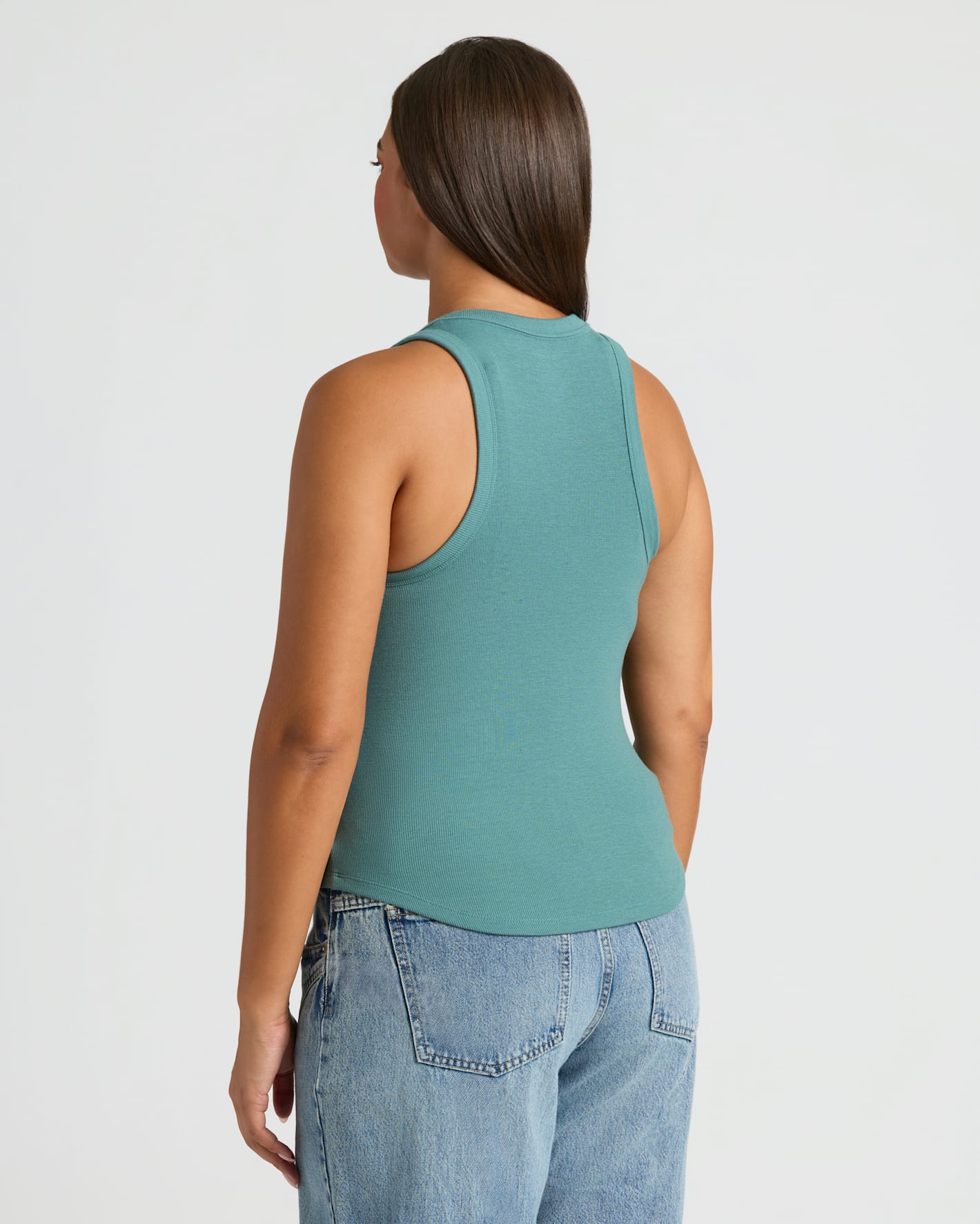 Womens Stormcloud Ribbed High Neck Tank