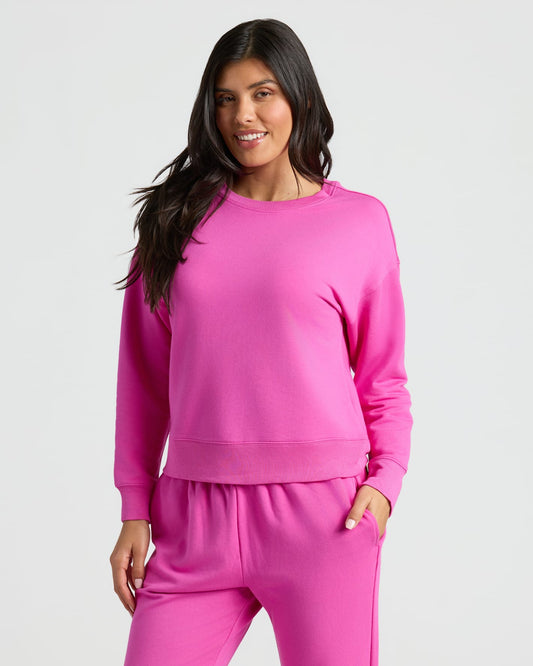 Womens Electric Fuchsia Slouch Pullover Crew