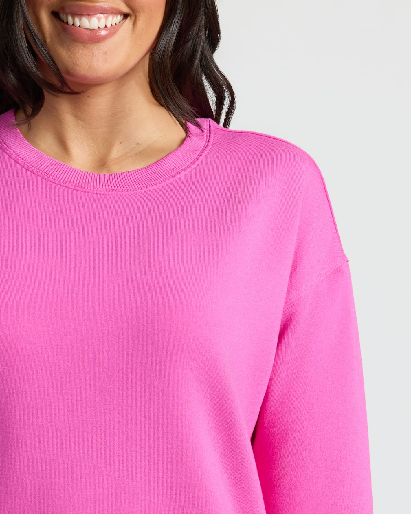 Womens Electric Fuchsia Slouch Pullover Crew