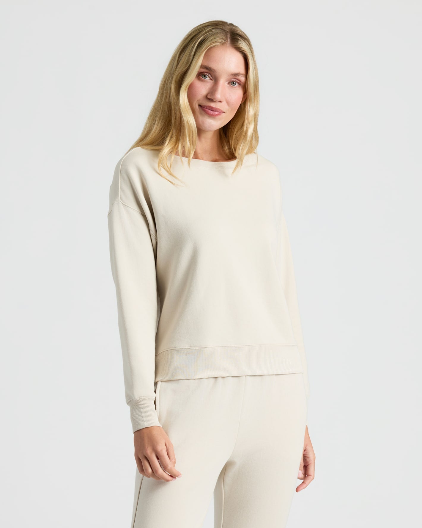 Womens Oatmeal Slouch Pullover Crew