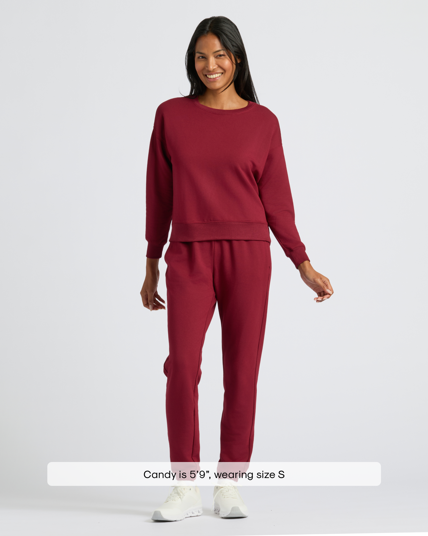 Womens Dark Maroon Slouch Pullover Crew