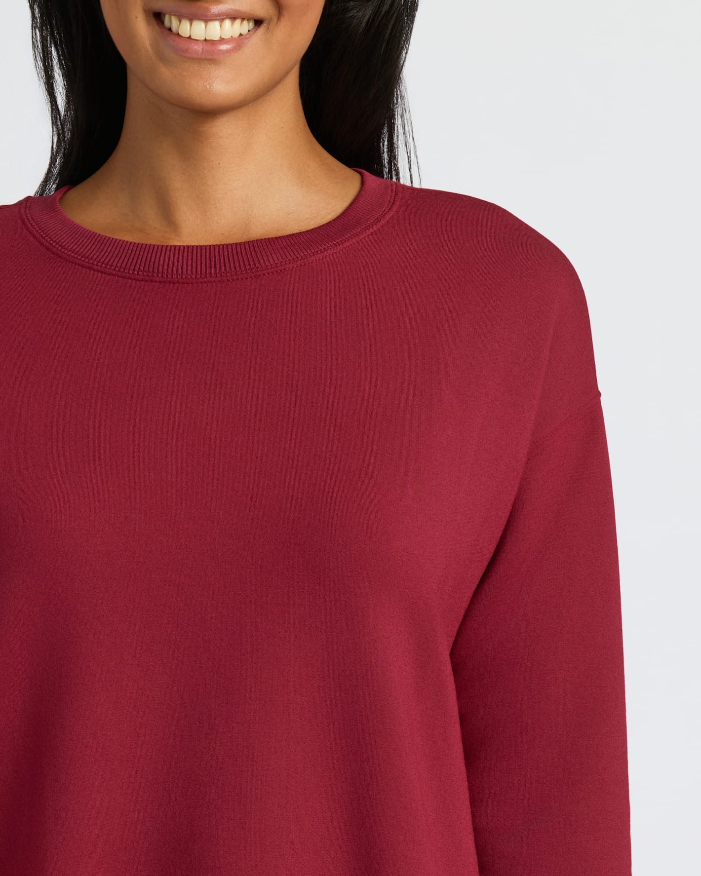 Womens Dark Maroon Slouch Pullover Crew