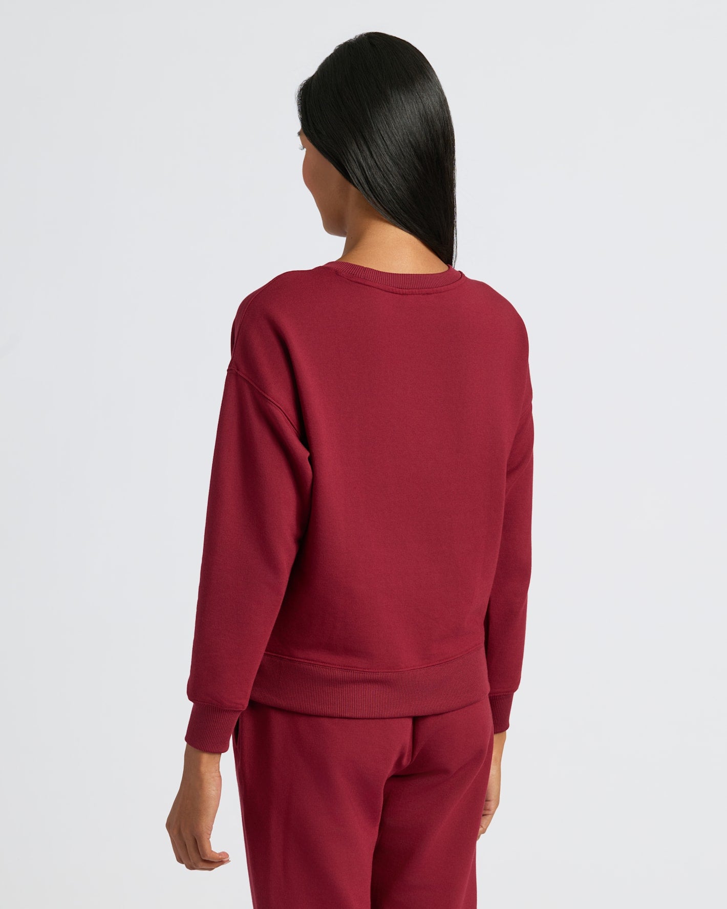 Womens Dark Maroon Slouch Pullover Crew
