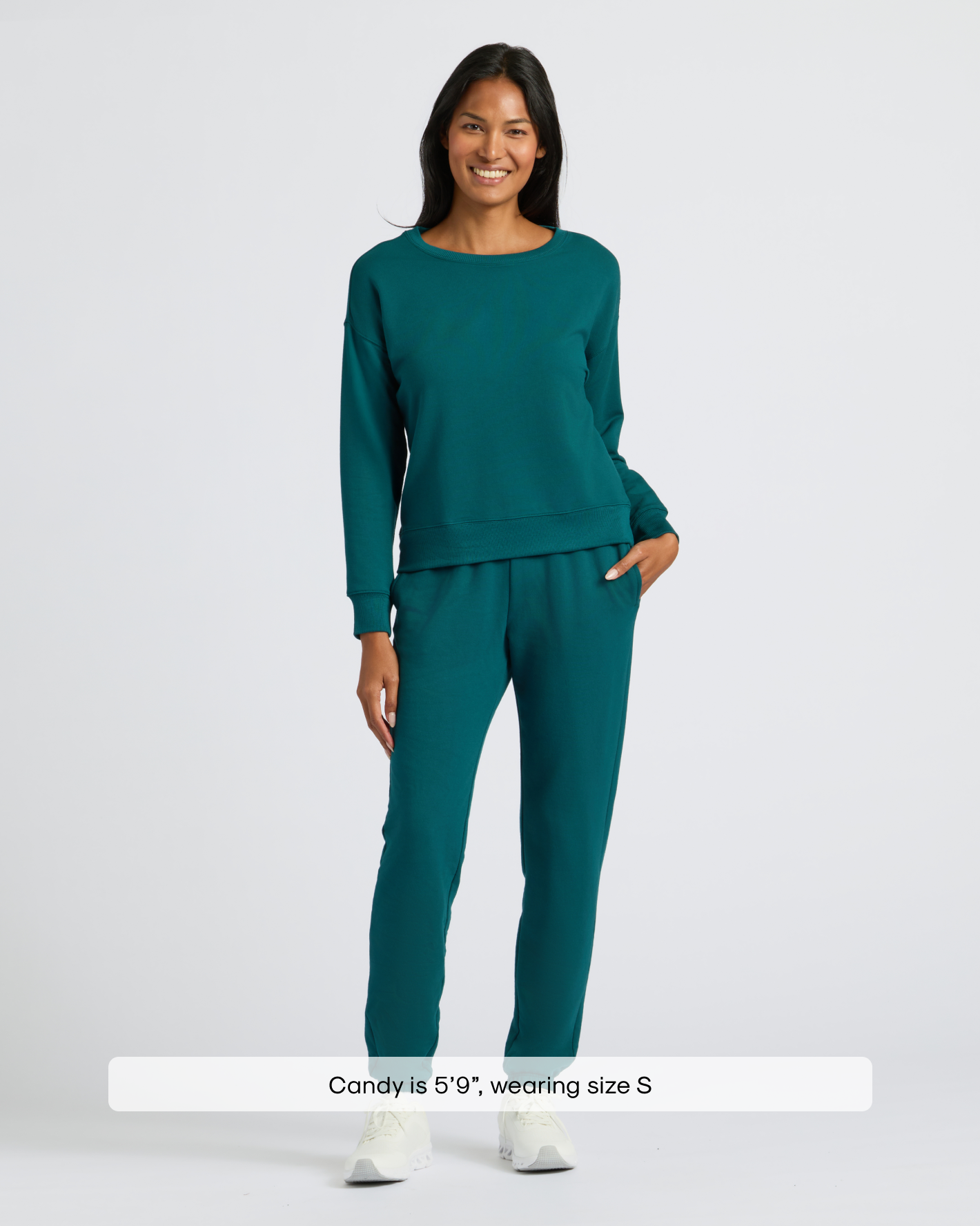 Womens Deep Emerald Slouch Pullover Crew