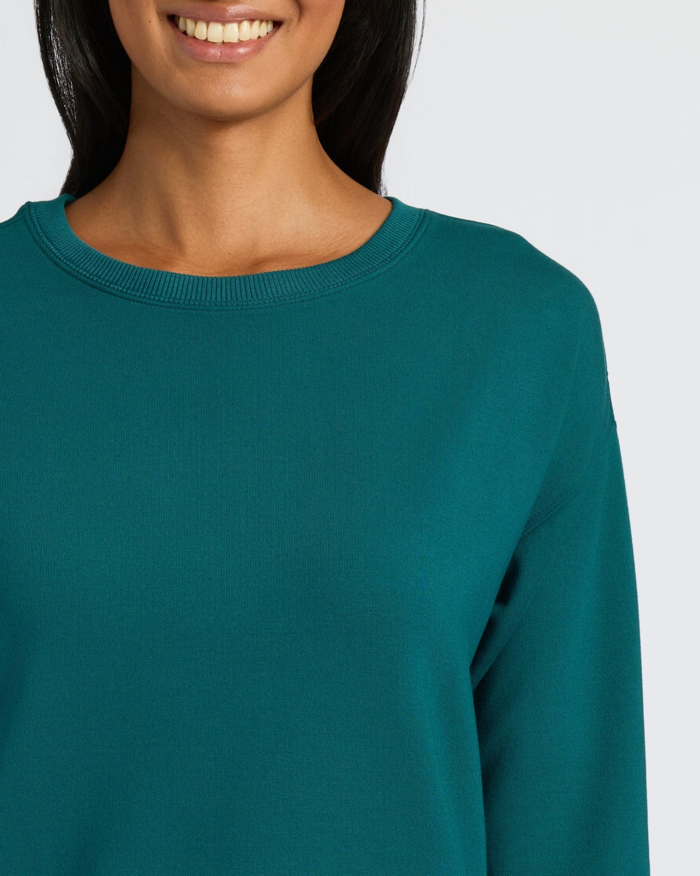 Womens Deep Emerald Slouch Pullover Crew
