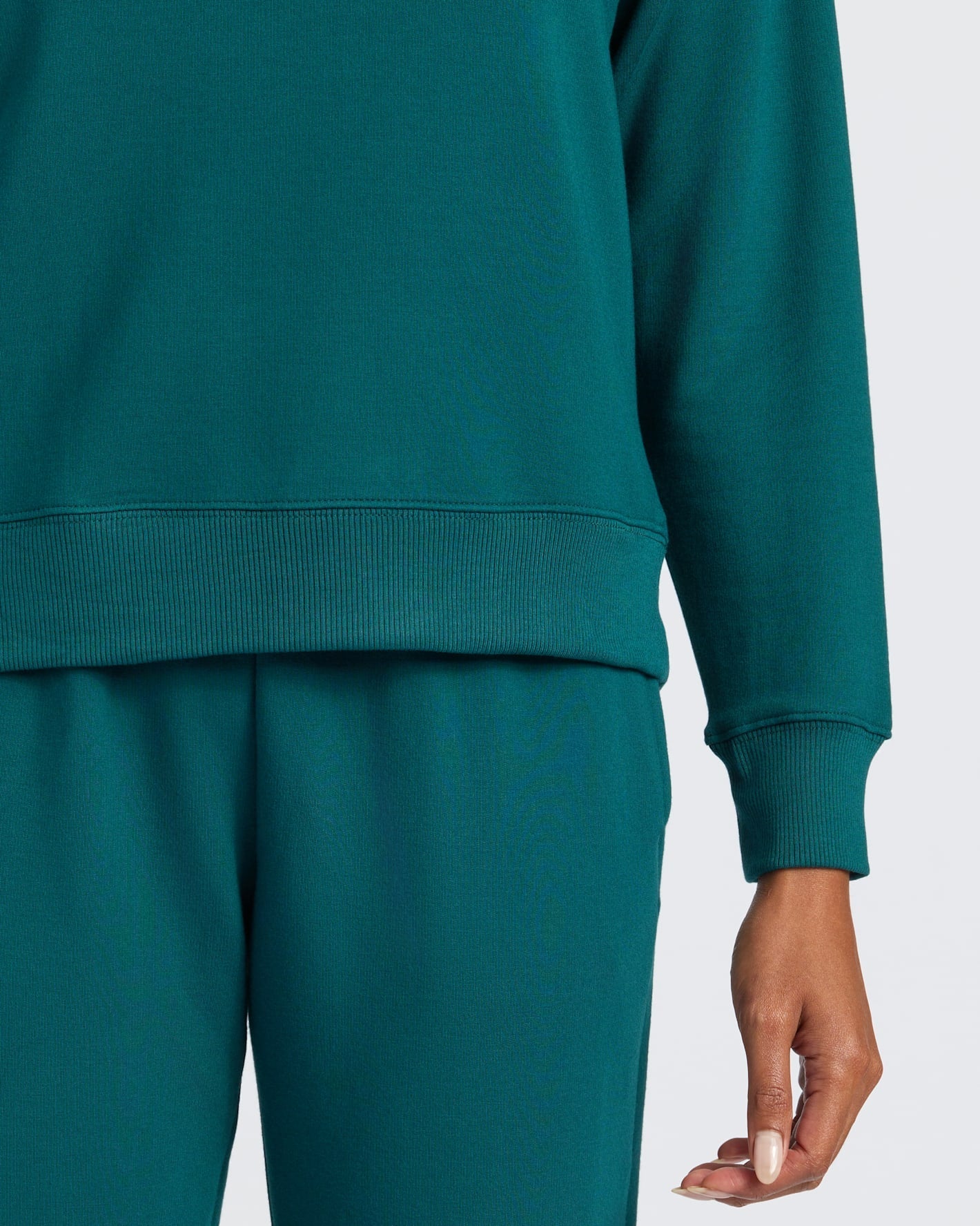 Womens Deep Emerald Slouch Pullover Crew