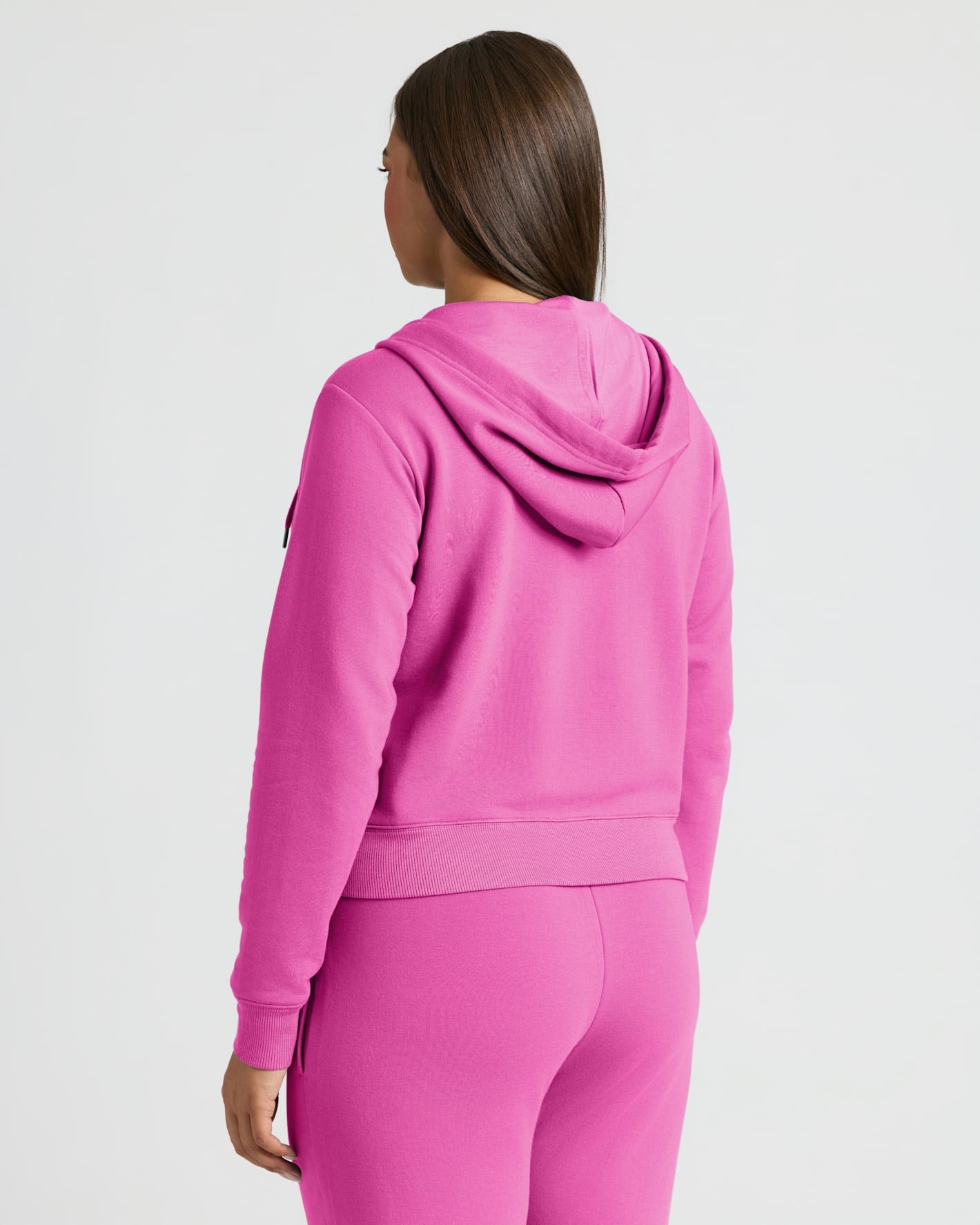 Womens Electric Fuchsia Crop Zip Hoodie
