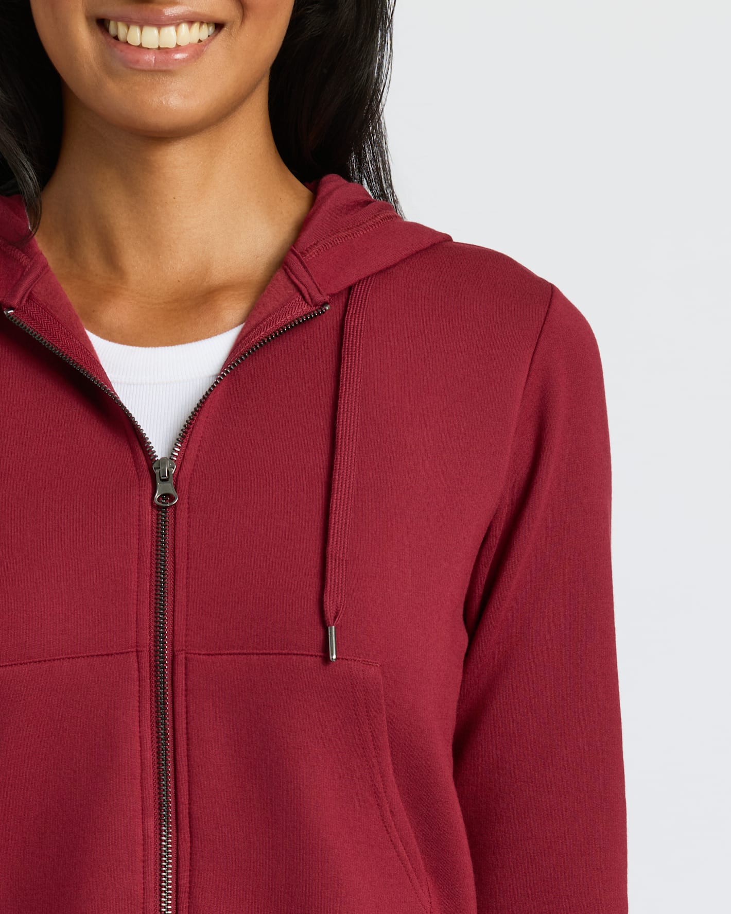 Womens Dark Maroon Crop Zip Hoodie