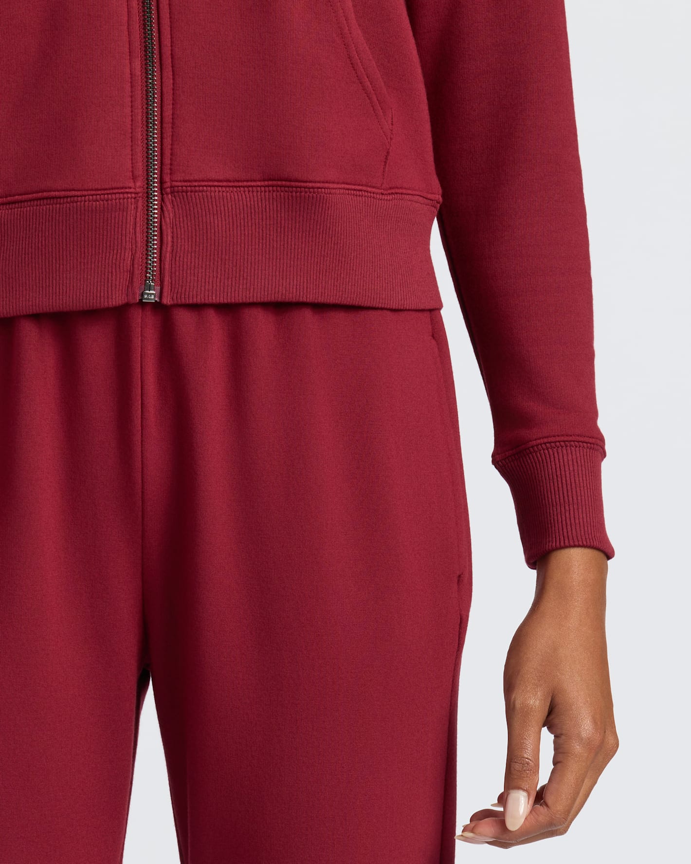 Womens Dark Maroon Crop Zip Hoodie