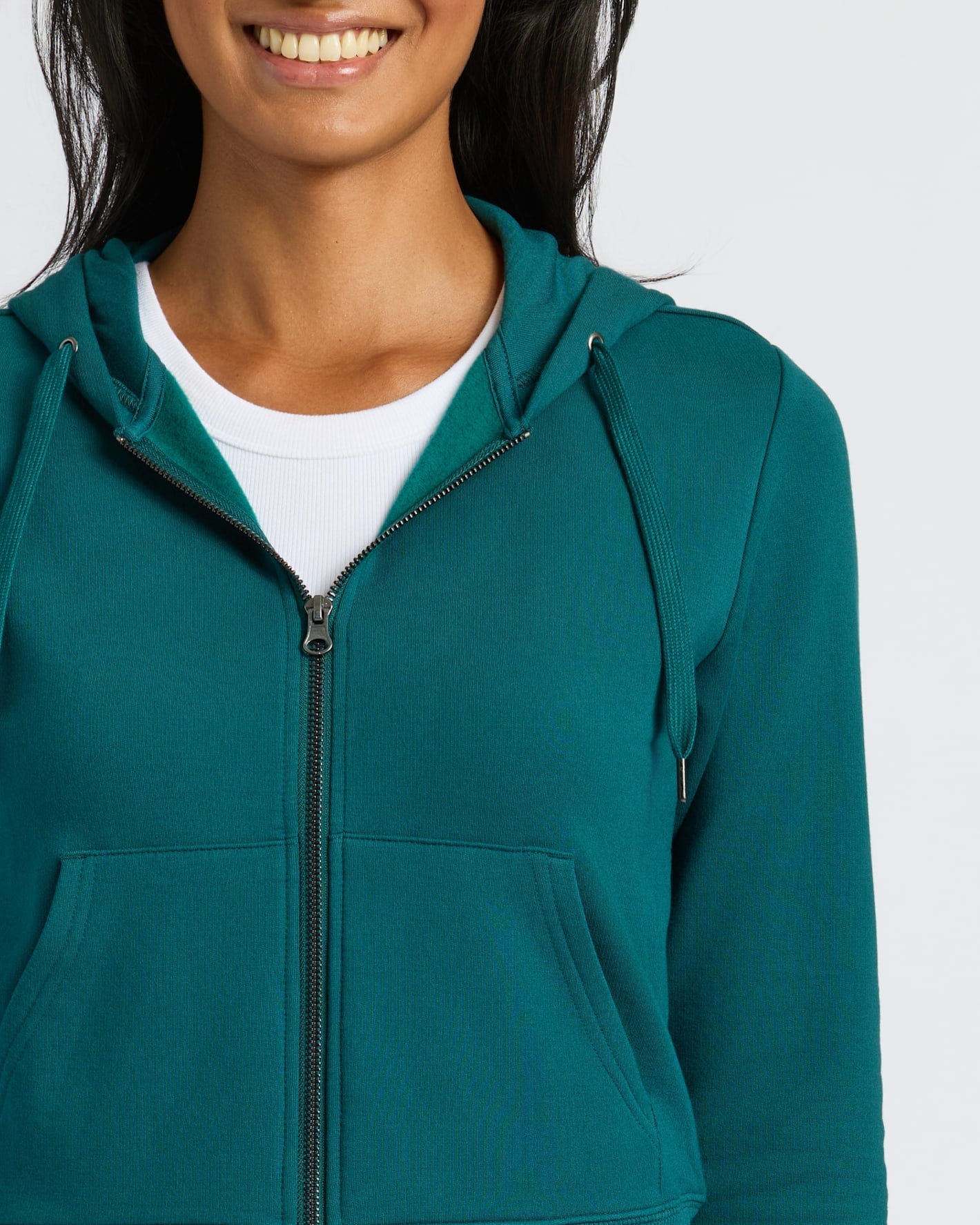 Womens Deep Emerald Crop Zip Hoodie