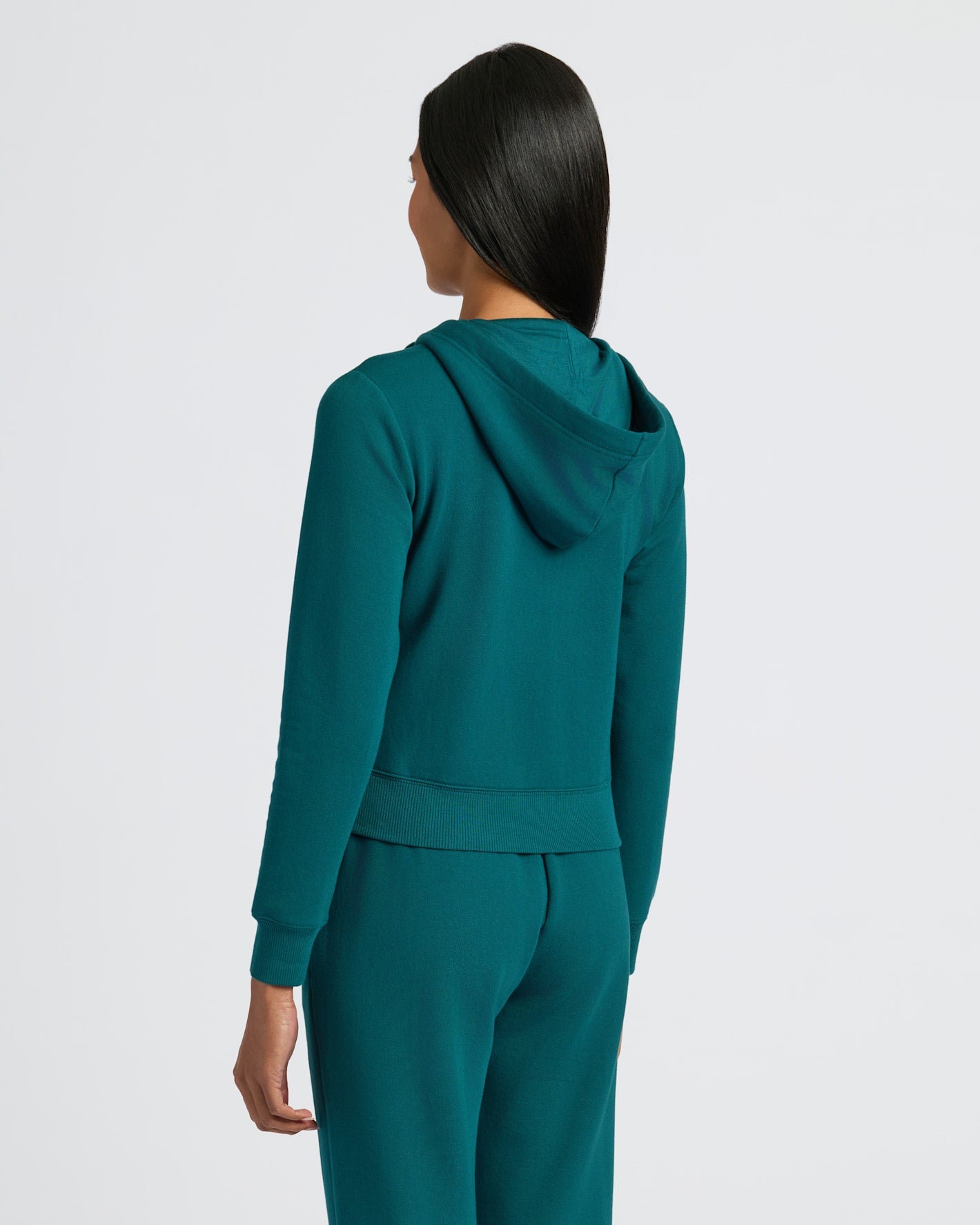 Womens Deep Emerald Crop Zip Hoodie