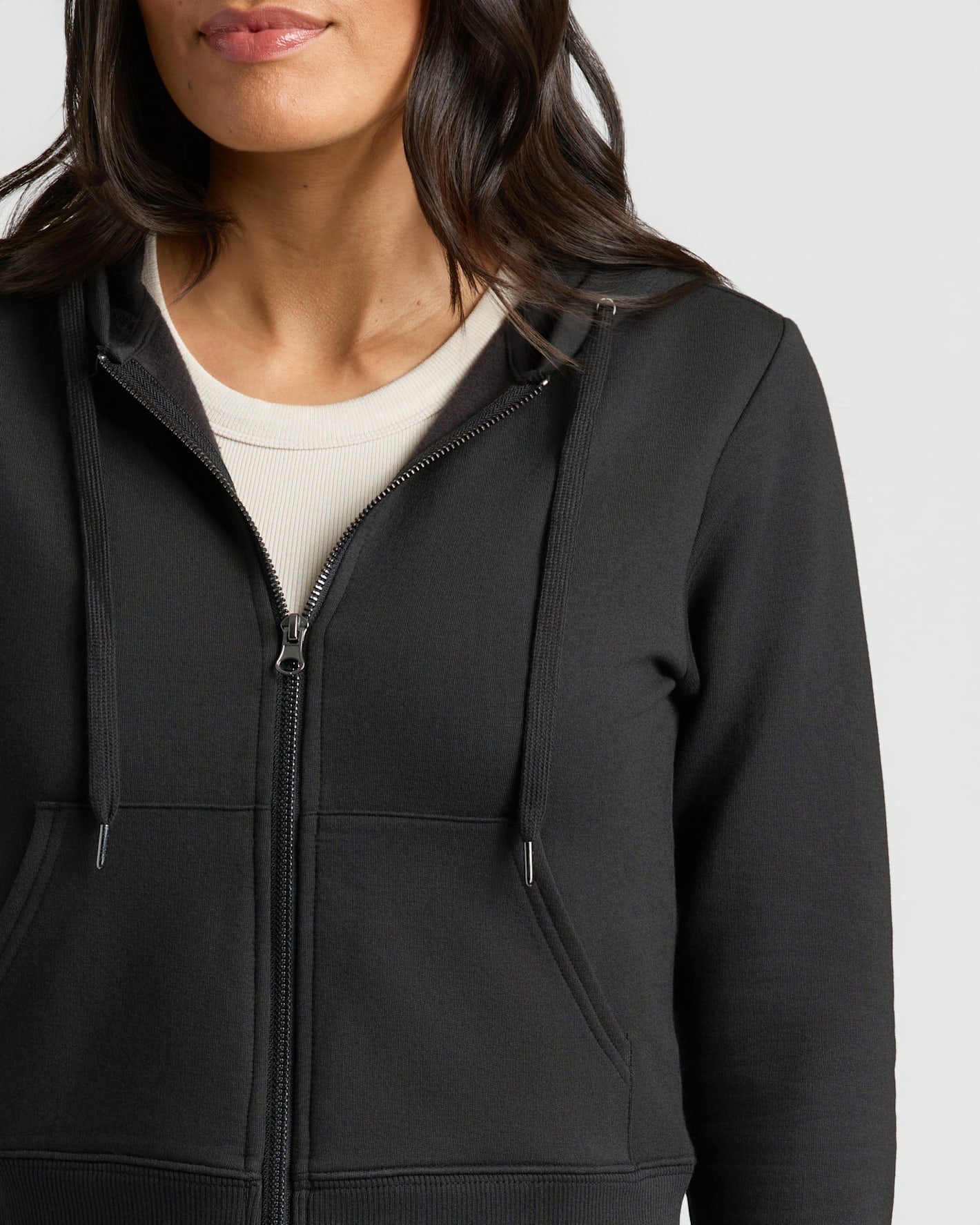 Womens Black Crop Zip Hoodie