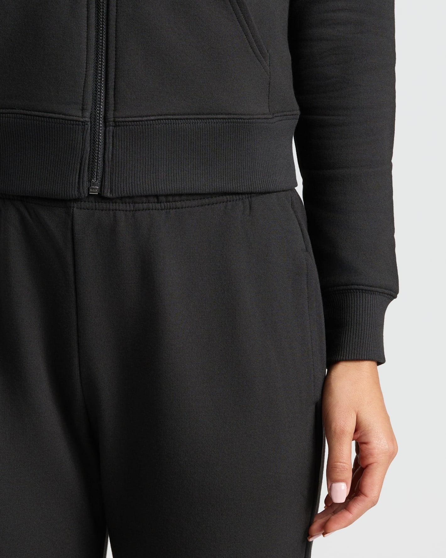 Womens Black Crop Zip Hoodie