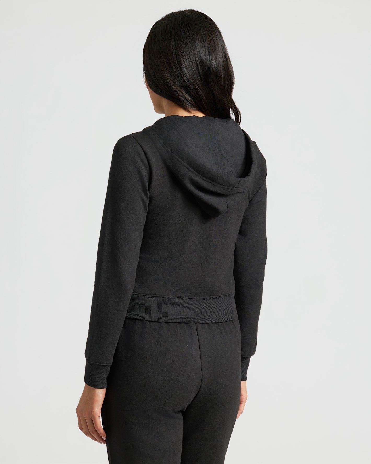 Womens Black Crop Zip Hoodie