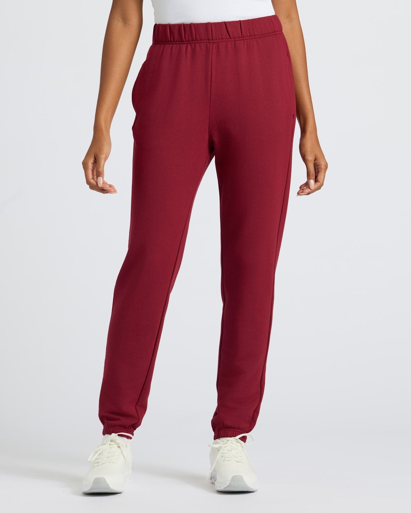 Womens Dark Maroon Relaxed Joggers