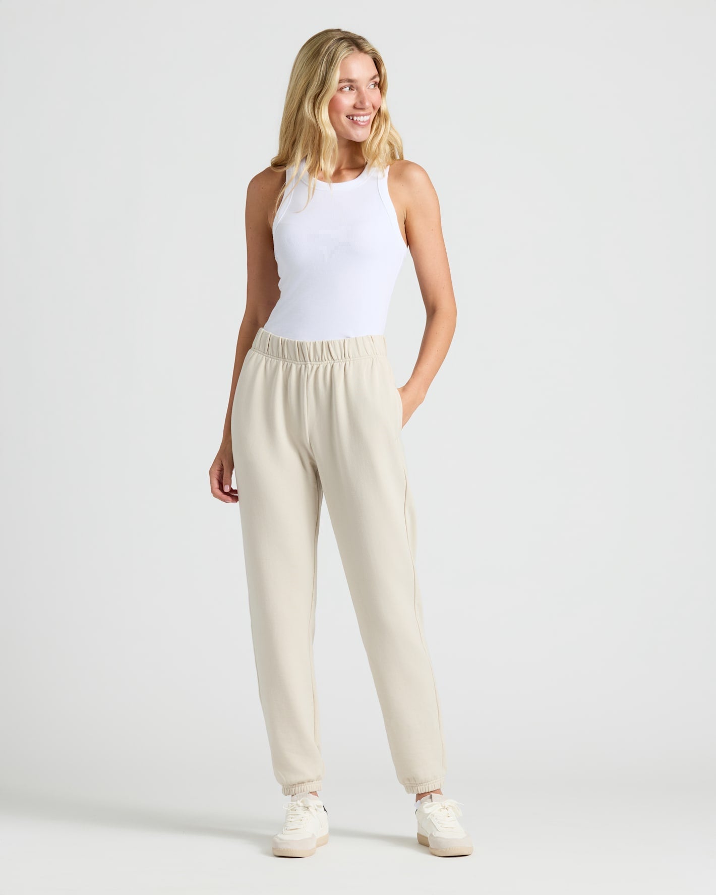 Womens Oatmeal Relaxed Joggers